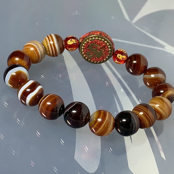 BANDED AGATE STONES NATURAL BRACELET - Picture 3 of 7